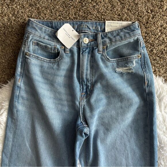 American Eagle Mom Jeans New Distressed Womens Size 2 Long - Picture 3 of 12